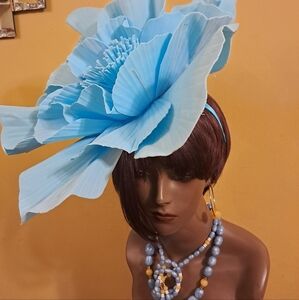 Large Blue Floral Hair Accessory